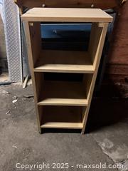 MaxSold Auction: Wood Cubby Wall Shelf with Pegs + Slim 3-Shelf Unit, Pine - Trent Hills (Ontario, Canada)  PARTNER MANAGED Estate Sale Online Auction -  Trent River Road