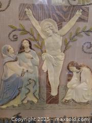 MaxSold Auction: Antique French Religious Cross-Stitch with Celluloid Figures - Saanich (British Columbia, Canada) SHORT NOTICE SELLER MANAGED Estate Sale Online Auction - Shelbourne Street