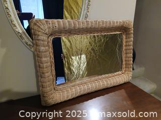 MaxSold Auction: Vintage Boho Wicker Mirror  28&#34; x 18&#34; - Saanich (British Columbia, Canada) SHORT NOTICE SELLER MANAGED Estate Sale Online Auction - Shelbourne Street