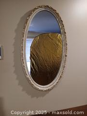 MaxSold Auction: Vintage White &#38; Gold Oval Mirror  34&#34; x 19&#34; - Saanich (British Columbia, Canada) SHORT NOTICE SELLER MANAGED Estate Sale Online Auction - Shelbourne Street