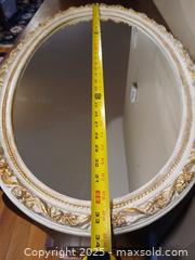 MaxSold Auction: Vintage White &#38; Gold Oval Mirror  34&#34; x 19&#34; - Saanich (British Columbia, Canada) SHORT NOTICE SELLER MANAGED Estate Sale Online Auction - Shelbourne Street