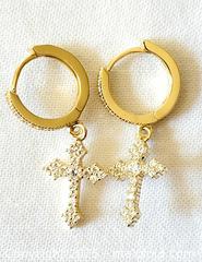 MaxSold Auction: Gold Over Sterling Silver Crystal Dangle Cross Earrings - Ottawa (Ontario, Canada) SELLER MANAGED Downsizing Online Auction - Barrie Avenue