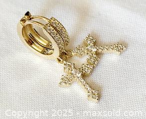 MaxSold Auction: Gold Over Sterling Silver Crystal Dangle Cross Earrings - Ottawa (Ontario, Canada) SELLER MANAGED Downsizing Online Auction - Barrie Avenue