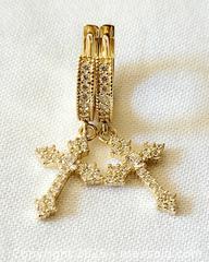 MaxSold Auction: Gold Over Sterling Silver Crystal Dangle Cross Earrings - Ottawa (Ontario, Canada) SELLER MANAGED Downsizing Online Auction - Barrie Avenue