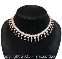 MaxSold Auction: Natural Blush Pearls, Crystals &#38; Sterling Silver Necklace - Ottawa (Ontario, Canada) SELLER MANAGED Downsizing Online Auction - Barrie Avenue