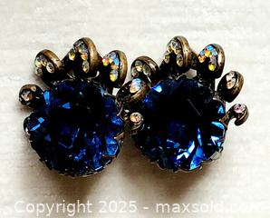 MaxSold Auction: Vintage Blue Glass Clip-On Earrings - Ottawa (Ontario, Canada) SELLER MANAGED Downsizing Online Auction - Barrie Avenue