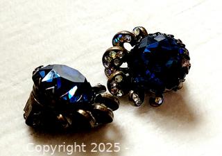MaxSold Auction: Vintage Blue Glass Clip-On Earrings - Ottawa (Ontario, Canada) SELLER MANAGED Downsizing Online Auction - Barrie Avenue