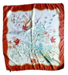 MaxSold Auction: Vintage Holt Renfrew 100% Silk Twill Scarf Canadian Wildflowers Red Rust Border - Ottawa (Ontario, Canada) SELLER MANAGED Downsizing Online Auction - Barrie Avenue