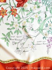 MaxSold Auction: Vintage Holt Renfrew 100% Silk Twill Scarf Canadian Wildflowers Red Rust Border - Ottawa (Ontario, Canada) SELLER MANAGED Downsizing Online Auction - Barrie Avenue