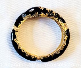 MaxSold Auction: Vintage JOAN RIVERS Black Enamel &#38; Crystal Hinged Snake Serpent Bangle Bracelet - Ottawa (Ontario, Canada) SELLER MANAGED Downsizing Online Auction - Barrie Avenue