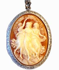 MaxSold Auction: Vintage Large Cameo Locket Pendant &#38; Chain Necklace - Ottawa (Ontario, Canada) SELLER MANAGED Downsizing Online Auction - Barrie Avenue