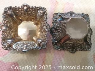 MaxSold Auction: Antique gold washed sterling silver salts and pair continental 835 silver salt spoons - Toronto (Ontario, Canada) SELLER MANAGED Downsizing Online Auction - Floyd Avenue