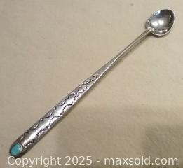 MaxSold Auction: Sterling silver cocktail  spoon with turquoise inset - Toronto (Ontario, Canada) SELLER MANAGED Downsizing Online Auction - Floyd Avenue