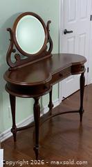 MaxSold Auction: Wood Vanity Dressing Table with Attached Oval Mirror  - Ottawa (Ontario, Canada) PARTNER MANAGED Estate Sale Online Auction - Grant Carman Drive (CONDO)