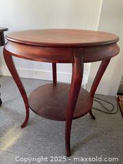 MaxSold Auction: Antique Round Hardwood Accent Table with Cabriole Legs, Victorian Parlour Table - Toronto (Ontario, Canada) SELLER MANAGED Downsizing Online Auction - Shaw Street