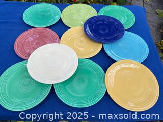 MaxSold Auction: Set of 11 Fiesta Ware 9 1/2&#34; Plates, Vintage 1940&#39;s, Homer Laughlin, Art Deco/ early Mid Century Design - Toronto (Ontario, Canada) SELLER MANAGED Downsizing Online Auction - Shaw Street