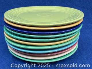 MaxSold Auction: Set of 11 Fiesta Ware 9 1/2&#34; Plates, Vintage 1940&#39;s, Homer Laughlin, Art Deco/ early Mid Century Design - Toronto (Ontario, Canada) SELLER MANAGED Downsizing Online Auction - Shaw Street