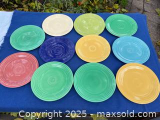 MaxSold Auction: Set of 11 Fiesta Ware 9 1/2&#34; Plates, Vintage 1940&#39;s, Homer Laughlin, Art Deco/ early Mid Century Design - Toronto (Ontario, Canada) SELLER MANAGED Downsizing Online Auction - Shaw Street