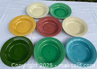 MaxSold Auction: Vintage 1940&#39;s Fiesta Ware Rimmed Soup/Pasta Bowls — Set of 8, including Forest green and Rose, Art Deco/Early mid-century - Toronto (Ontario, Canada) SELLER MANAGED Downsizing Online Auction - Shaw Street