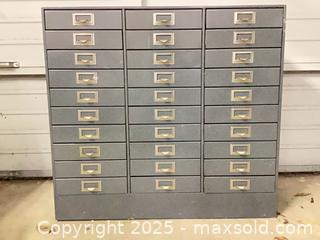 MaxSold Auction: 30 Drawer Metal Cabinet - Port Townsend (Washington, USA) SELLER MANAGED Estate Sale Online Auction - 19th Street (STORAGE)