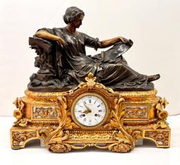 MaxSold Auction: Antique French Gilt Bronze Figural Mantle Clock  - Toronto (Ontario, Canada) PARTNER MANAGED Estate Sale Online Auction - Esander Drive (STORAGE)
