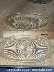 MaxSold Auction: 8-Piece Clear Pressed Glass Serveware Lot, Vintage Style - Warwick (Rhode Island, USA) SELLER MANAGED Reseller Online Auction - Warwick Avenue