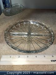 MaxSold Auction: 8-Piece Clear Pressed Glass Serveware Lot, Vintage Style - Warwick (Rhode Island, USA) SELLER MANAGED Reseller Online Auction - Warwick Avenue