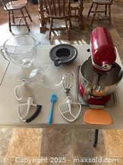 MaxSold Auction: KitchenAid Stand Mixer with Stainless & Glass Bowls + Accessories, Red - Bentley (Alberta, Canada) SELLER MANAGED Downsizing Online Auction - Township Road 400