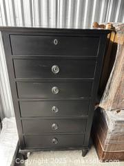 MaxSold Auction: Tall Highboy Dresser, Black Painted Wood, 6-Drawer - Toronto (Ontario, Canada) SELLER MANAGED Estate Sale Online Auction - Victoria Park Avenue (STORAGE)
