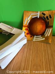 MaxSold Auction: 4 x Fused Art Glass Square Bowl, Amber/Gold with Accents, 12 in square  - White Rock (British Columbia, Canada) SELLER MANAGED Downsizing Online Auction - Prospect Avenue