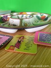MaxSold Auction: Ambrosia Divided Serving Platter with Coasters, Vintage Books  - White Rock (British Columbia, Canada) SELLER MANAGED Downsizing Online Auction - Prospect Avenue