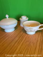 MaxSold Auction: White Ceramic Lidded Soup Tureen, Butter Crock and Latte / Soup Bowl  - White Rock (British Columbia, Canada) SELLER MANAGED Downsizing Online Auction - Prospect Avenue