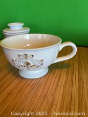 MaxSold Auction: White Ceramic Lidded Soup Tureen, Butter Crock and Latte / Soup Bowl  - White Rock (British Columbia, Canada) SELLER MANAGED Downsizing Online Auction - Prospect Avenue