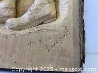 MaxSold Auction: Vintage Carved Wood Artist Signed Jacques Rouatal II Girl With Strange Doll Wall Sculpture 26" Tall - Toronto (Ontario, Canada) PARTNER MANAGED Reseller Online Auction - Railside Road