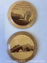 MaxSold Auction: Vintage Pair Scenic Inlaid Wood Circular Wall Plaques 4.75" - Toronto (Ontario, Canada) PARTNER MANAGED Reseller Online Auction - Railside Road