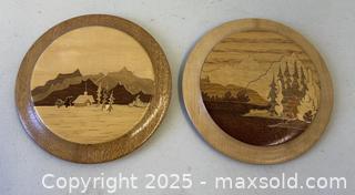 MaxSold Auction: Vintage Pair Scenic Inlaid Wood Circular Wall Plaques 4.75" - Toronto (Ontario, Canada) PARTNER MANAGED Reseller Online Auction - Railside Road