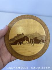 MaxSold Auction: Vintage Pair Scenic Inlaid Wood Circular Wall Plaques 4.75" - Toronto (Ontario, Canada) PARTNER MANAGED Reseller Online Auction - Railside Road