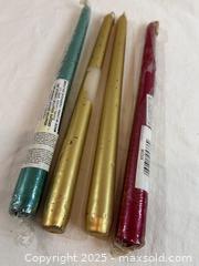 MaxSold Auction: Assorted Decorative Taper Candles – Christmas &#38; Metallic Collection (Lot of 6) - New Westminster (British Columbia, Canada) SELLER MANAGED Reseller Online Auction - Columbia Street
