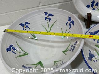MaxSold Auction: Hand-Painted Blue Iris Pottery Dining &#38; Servingware Lot (7 Pieces) - New Westminster (British Columbia, Canada) SELLER MANAGED Reseller Online Auction - Columbia Street