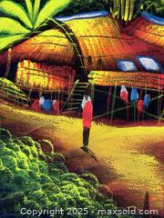 MaxSold Auction: Large Hand-Painted Thai Silk and Bamboo Wall Fan – Village Landscape Scene - New Westminster (British Columbia, Canada) SELLER MANAGED Reseller Online Auction - Columbia Street