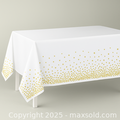 MaxSold Auction: Prestee White &#38; Gold Polka Dot Disposable Tablecloths – 4 Pack (54x108&#34;) - New Westminster (British Columbia, Canada) SELLER MANAGED Reseller Online Auction - Columbia Street