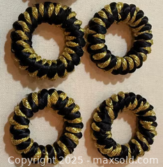 MaxSold Auction: Set of 8 Black and Gold Twisted Rope Napkin Rings - New Westminster (British Columbia, Canada) SELLER MANAGED Reseller Online Auction - Columbia Street