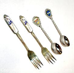 MaxSold Auction: Set of Vintage Souvenir Forks and Spoons – British Columbia &#38; Floral Enamel Designs (4 Pieces) - New Westminster (British Columbia, Canada) SELLER MANAGED Reseller Online Auction - Columbia Street