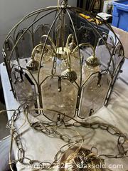 MaxSold Auction: Mid-Century Twelve (12) Sided Brass &#38; Cut Smokey Glass Sided Chandelier / Hanging Lamp - Ajax (Ontario, Canada) SELLER MANAGED Reseller Online Auction - Pickering Beach Road