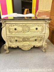MaxSold Auction: French Provincial Two-Drawer Accent Chest with Stone Top - Cobourg (Ontario, Canada) SELLER MANAGED Estate Sale Online Auction -  King Street East