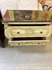 MaxSold Auction: French Provincial Two-Drawer Accent Chest with Stone Top - Cobourg (Ontario, Canada) SELLER MANAGED Estate Sale Online Auction -  King Street East