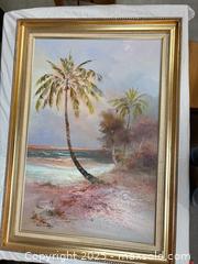 MaxSold Auction: Karl Niemann — Oil on Canvas: Tropical Beach Palm Trees Seascape - Cobourg (Ontario, Canada) SELLER MANAGED Estate Sale Online Auction -  King Street East
