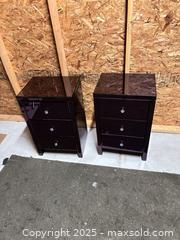 MaxSold Auction: Pair of Deep Purple Mirrored Nightstands with 3 Drawers - Cobourg (Ontario, Canada) SELLER MANAGED Estate Sale Online Auction -  King Street East