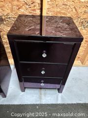 MaxSold Auction: Pair of Deep Purple Mirrored Nightstands with 3 Drawers - Cobourg (Ontario, Canada) SELLER MANAGED Estate Sale Online Auction -  King Street East