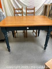 MaxSold Auction: Pine Farmhouse Wood Dining Table, Two-Tone, Seats 4 - Cobourg (Ontario, Canada) SELLER MANAGED Estate Sale Online Auction -  King Street East